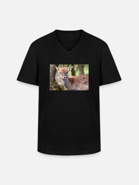 Damherten (in het Duits Damwild of Damhirsch) Dama - Klassiek mannen T-shirt met V-hals - zwart