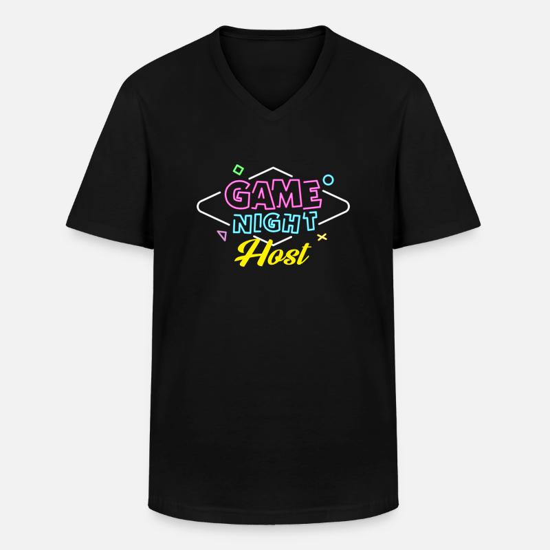 Gamenight Host - Männer-T-Shirt mit V-Ausschnitt - Schwarz
