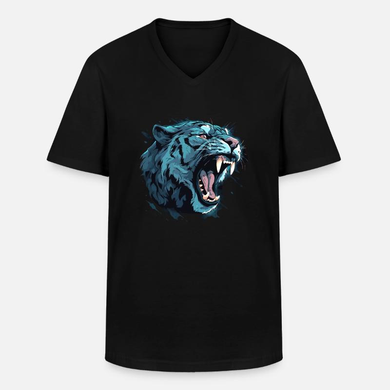 Säbelzahntiger - Sabertooth v2 - Männer-T-Shirt mit V-Ausschnitt - Schwarz