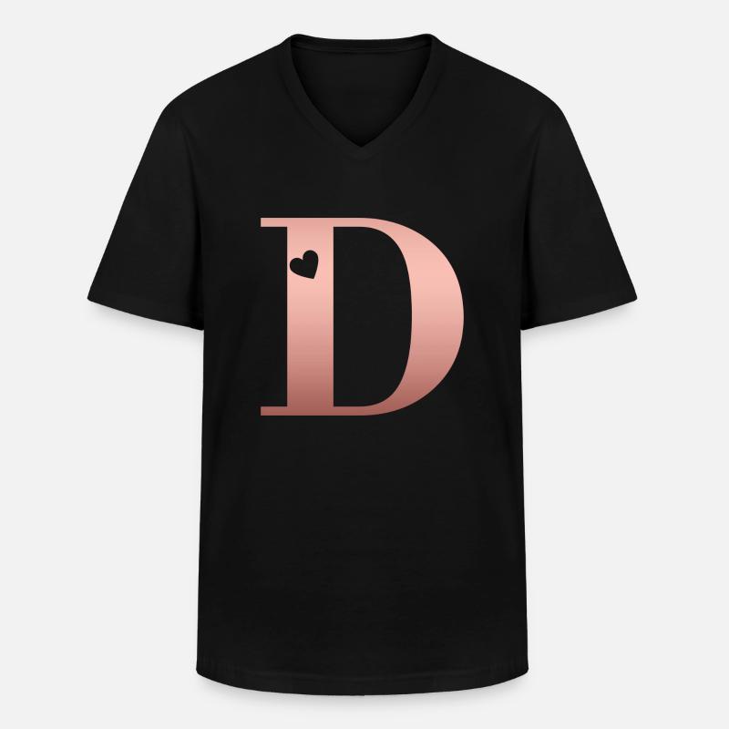 Buchstabe D Roségold - Männer-T-Shirt mit V-Ausschnitt - Schwarz