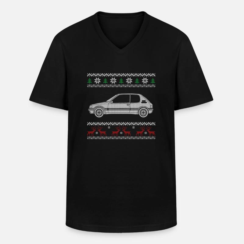 205 Strickpullover Weihnachten - Männer-T-Shirt mit V-Ausschnitt - Schwarz