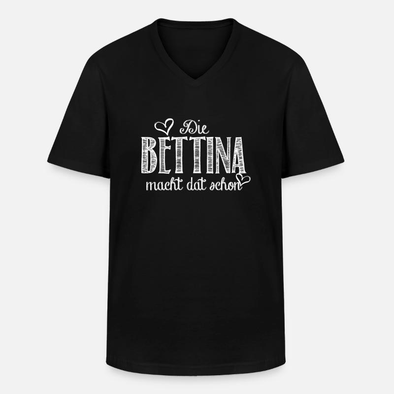 Bettina - Männer-T-Shirt mit V-Ausschnitt - Schwarz