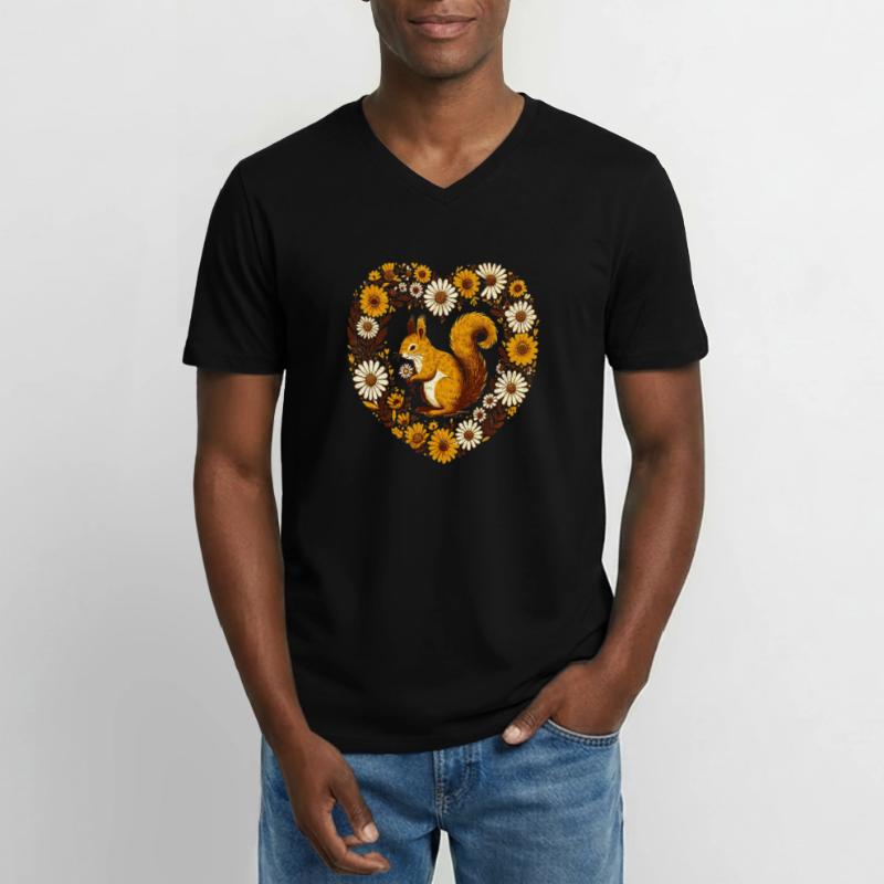 Écureuil roux T-shirt col V Homme