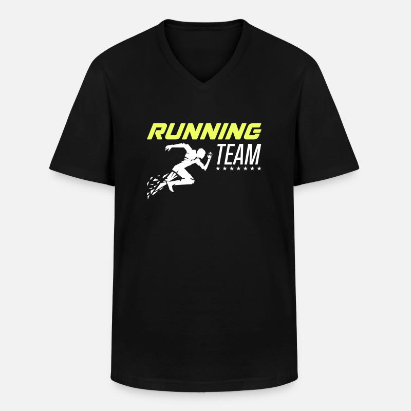 running team 1 - Männer-T-Shirt mit V-Ausschnitt - Schwarz