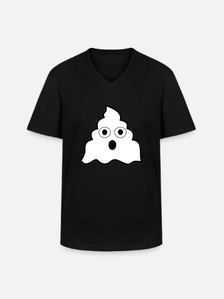 Grappige poepgeest - Klassiek mannen T-shirt met V-hals - zwart
