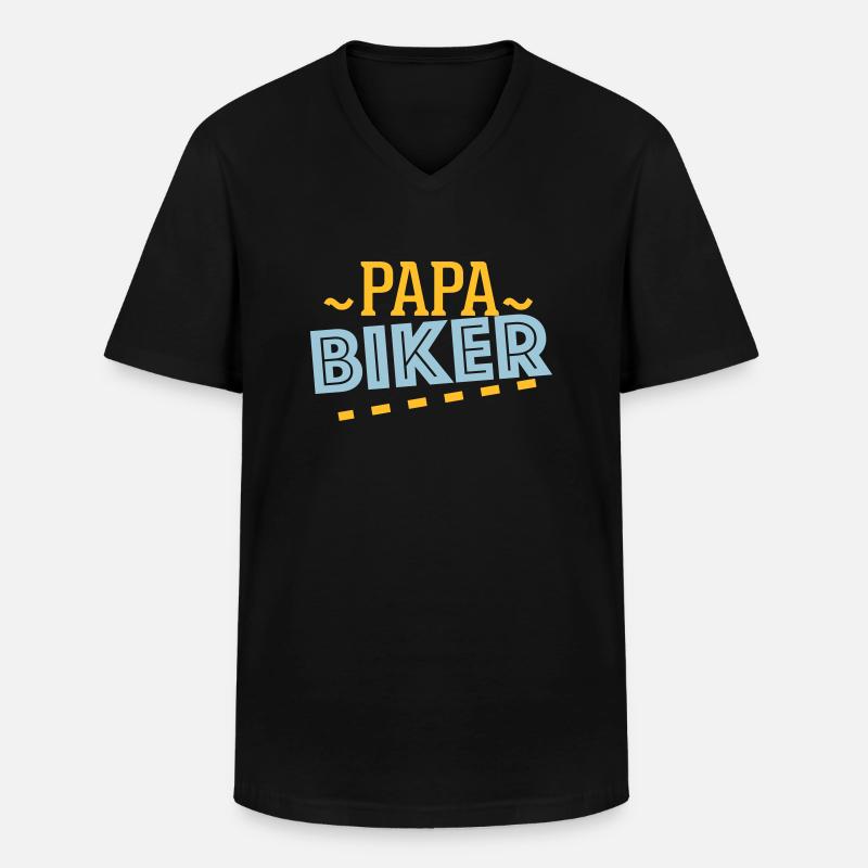 Papa Biker - - Männer-T-Shirt mit V-Ausschnitt - Schwarz