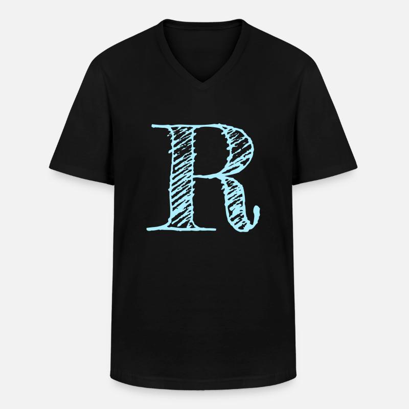 Buchstabe "R" Comic Blau - Männer-T-Shirt mit V-Ausschnitt - Schwarz