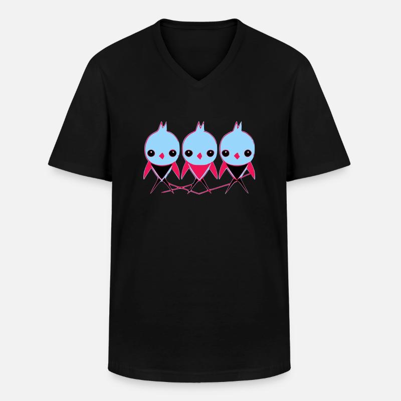 3 petits oiseaux - T-shirt col V Homme - noir