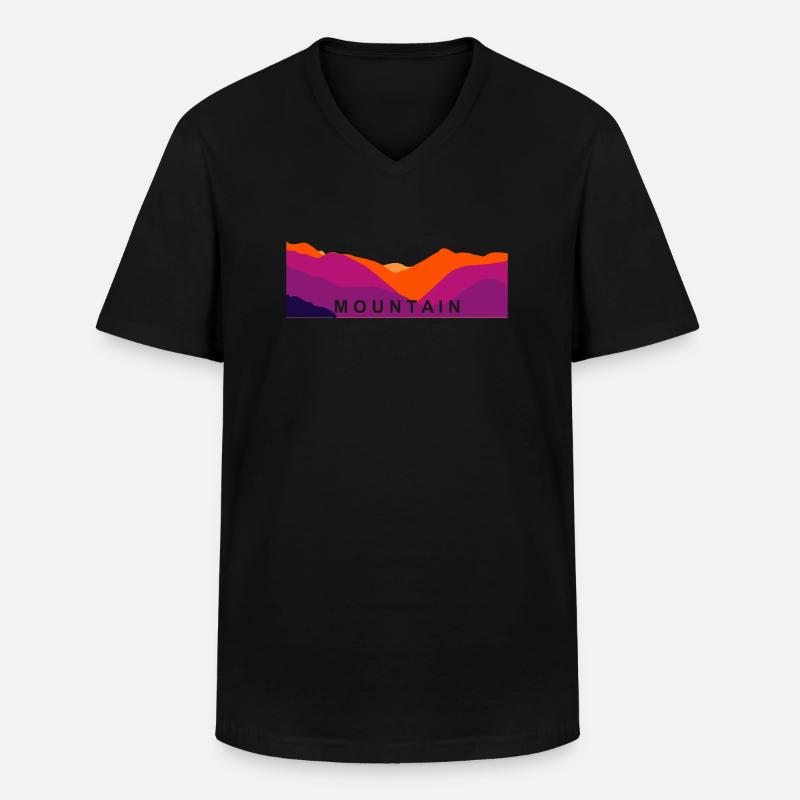 Bergsilouette Mountain - Männer-T-Shirt mit V-Ausschnitt - Schwarz