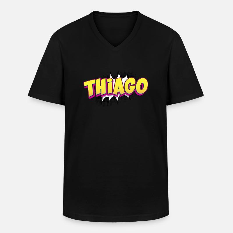 Thiago benutzerdefinierter Name Comic-Buch-Stil Pop-Art, - Männer-T-Shirt mit V-Ausschnitt - Schwarz