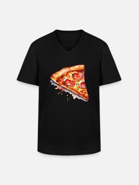 pizza - Men's V-Neck T-Shirt - black