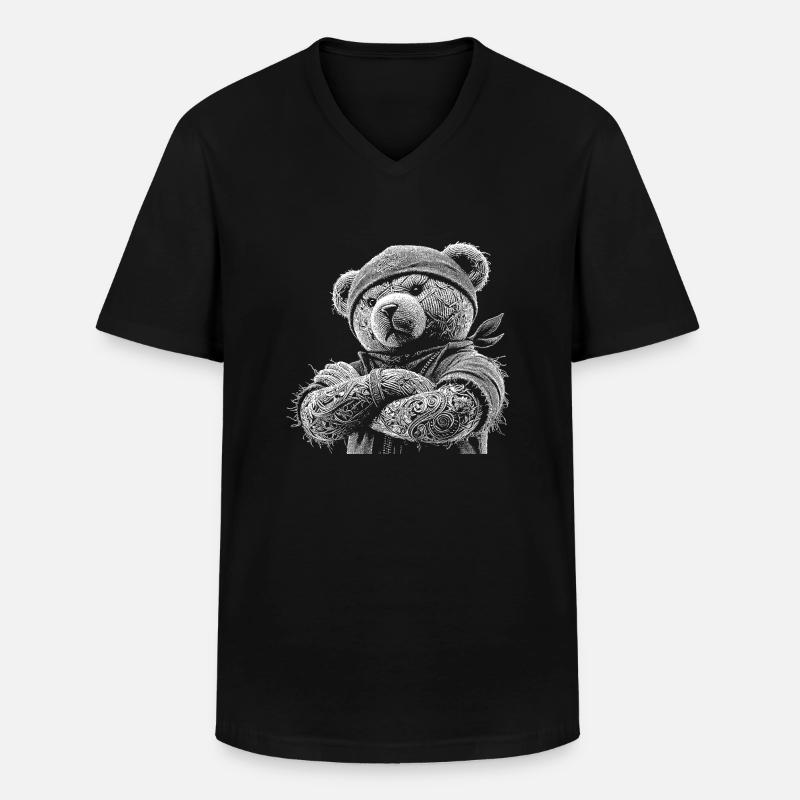 Teddybär - Männer-T-Shirt mit V-Ausschnitt - Schwarz
