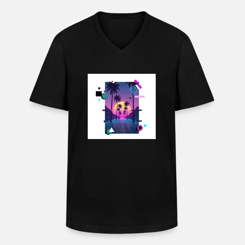 Retrospektive - Männer-T-Shirt mit V-Ausschnitt - Schwarz