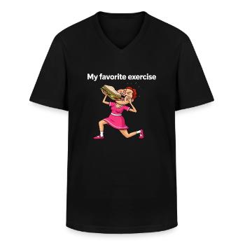 Favorite exercise - Men's V-Neck T-Shirt - black - Front - AI Model Male 178 dark (178cm)