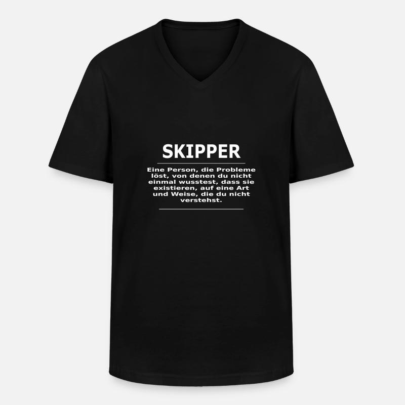 SKIPPER - Männer-T-Shirt mit V-Ausschnitt - Schwarz