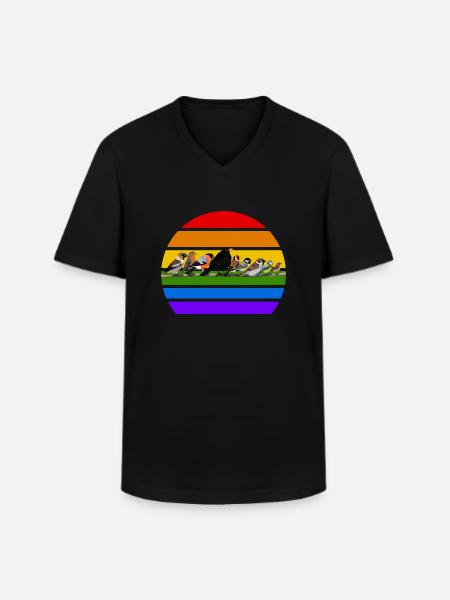 Have fugle regnbue fugl sort fugl elsker - Klassisk herre T-shirt med V-udskæring - sort