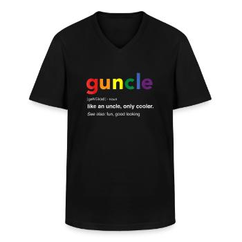 Gay Regenbogen CSD Guncle Spruch LGBTQ Loveparade - Männer-T-Shirt mit V-Ausschnitt - Schwarz - Vorne - AI Model Male 178 dark (178cm)
