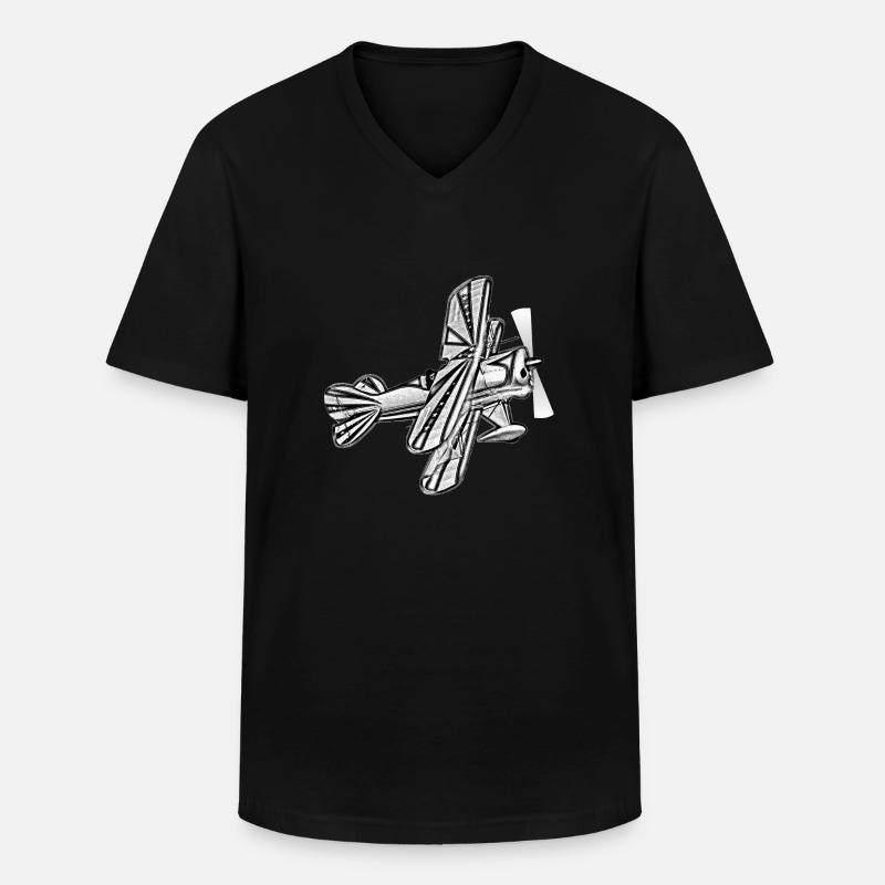 Flugzeug - Männer-T-Shirt mit V-Ausschnitt - Schwarz