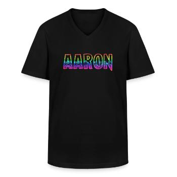 aaron rs rainbow - Men's V-Neck T-Shirt - black - Front - AI Model Male 178 dark (178cm)