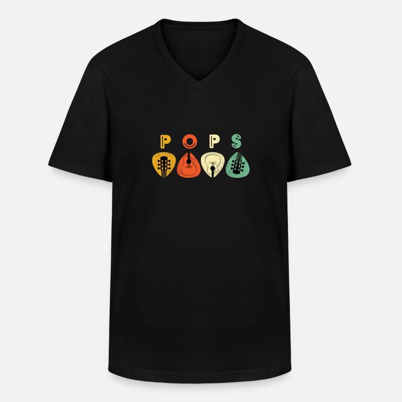 Pops Guitar Picks - Männer-T-Shirt mit V-Ausschnitt - Schwarz