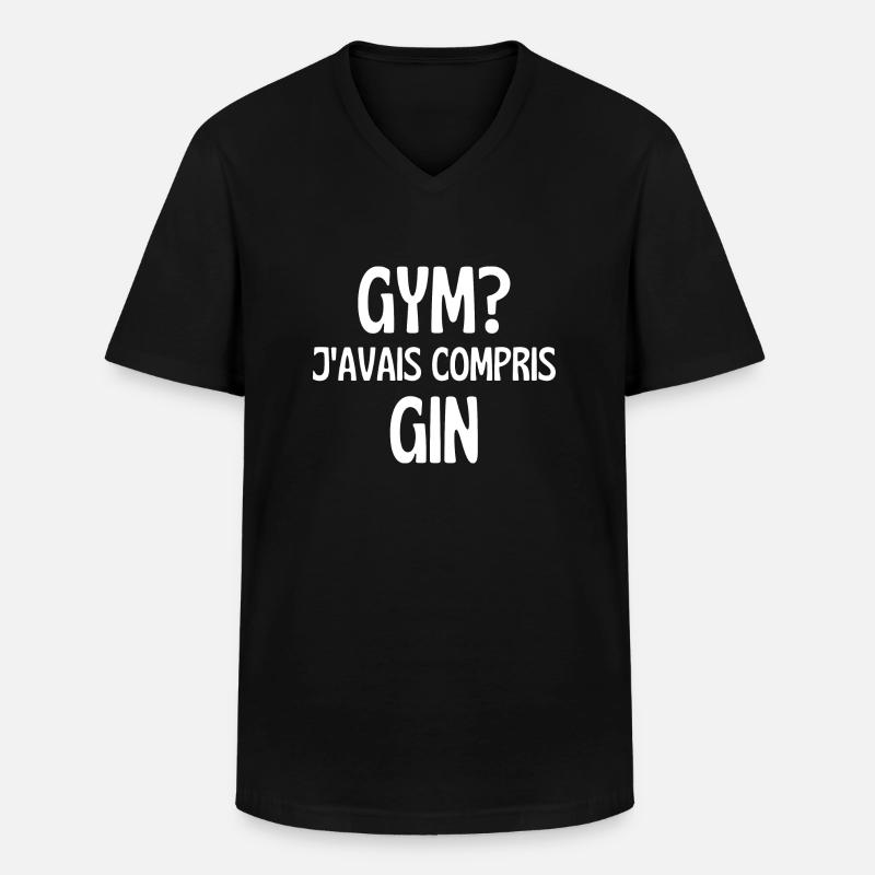 j'avais compris gin - T-shirt col V Homme - noir