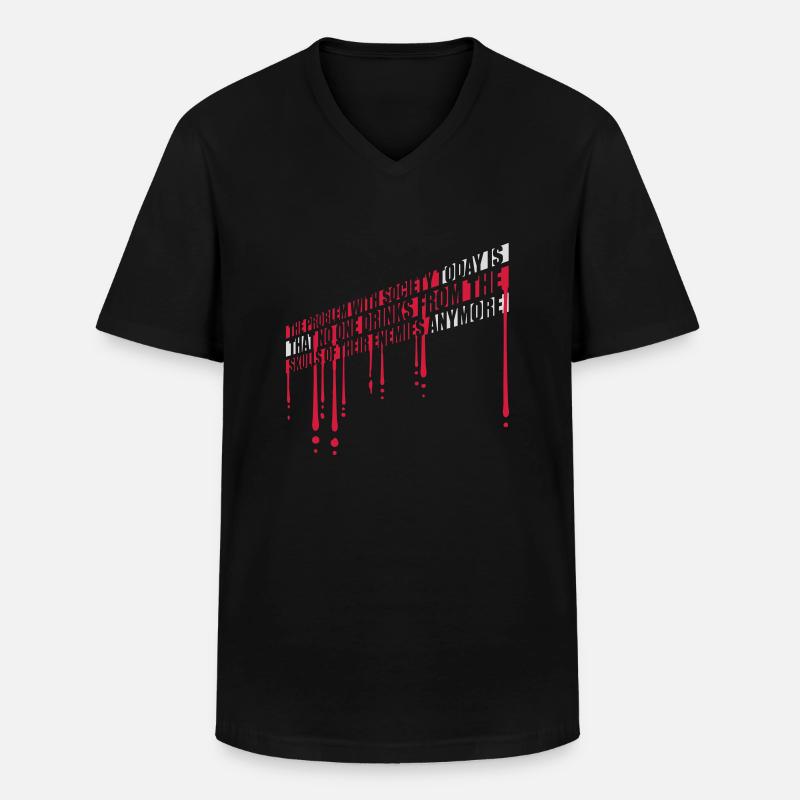 drinks from enemies skulls - Männer-T-Shirt mit V-Ausschnitt - Schwarz
