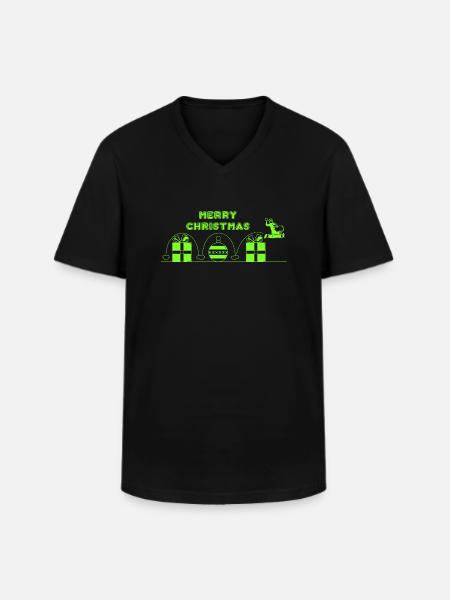 Weihnachtsmann, Videospiel - Männer-T-Shirt mit V-Ausschnitt - Schwarz