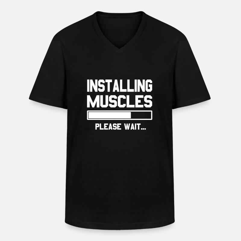Installing Muscles - Männer-T-Shirt mit V-Ausschnitt - Schwarz