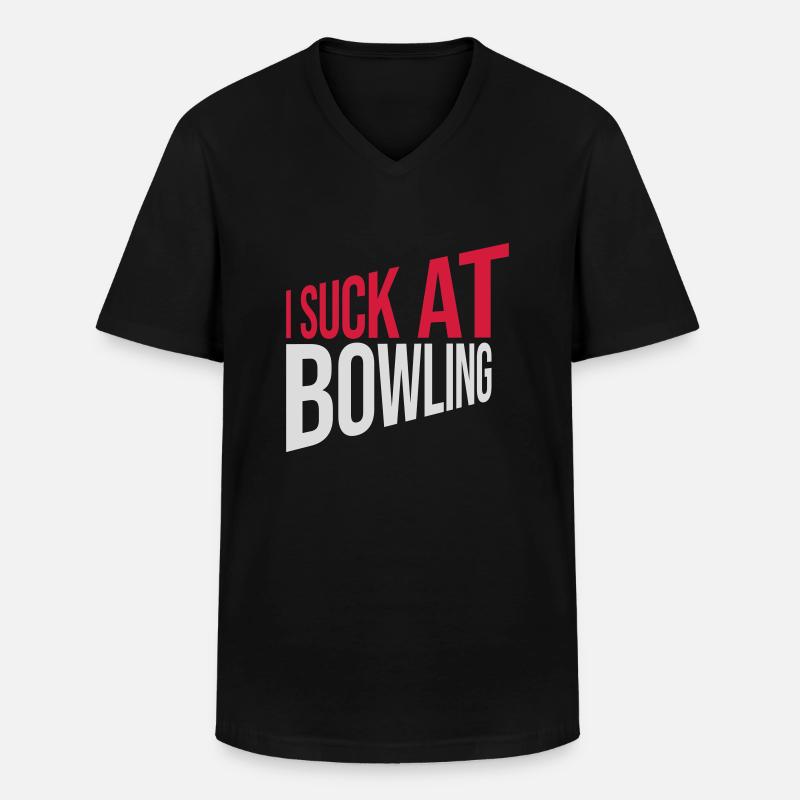 I suck at bowling - Männer-T-Shirt mit V-Ausschnitt - Schwarz