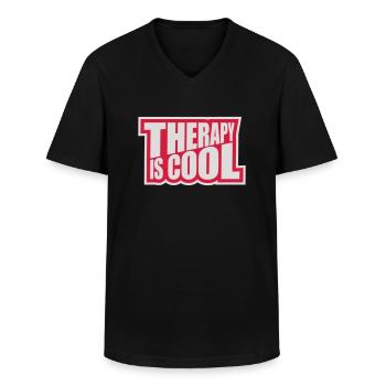 therapy is cool Quote - Men's V-Neck T-Shirt - black - Front - AI Model Male 178 dark (178cm)