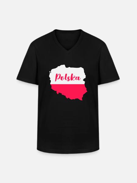 Poland Polska - Men's V-Neck T-Shirt - black