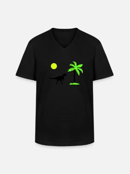 Palmier dinosaure - T-shirt col V Homme - noir