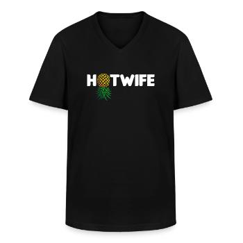 Hotwife Auf dem Kopf Stehende Ananas Swinger Heiße Ehefrau - Männer-T-Shirt mit V-Ausschnitt - Schwarz - Vorne - AI Model Male 178 dark (178cm)