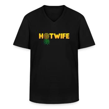 Hotwife Auf dem Kopf Stehende Ananas Swinger Heiße Ehefrau - Männer-T-Shirt mit V-Ausschnitt - Schwarz - Vorne - AI Model Male 178 dark (178cm)