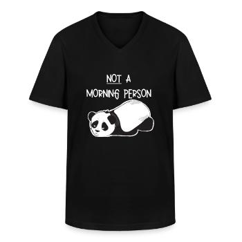 Kein morgendliches Mensch-Grumpy Panda - Männer-T-Shirt mit V-Ausschnitt - Schwarz - Vorne - AI Model Male 178 dark (178cm)
