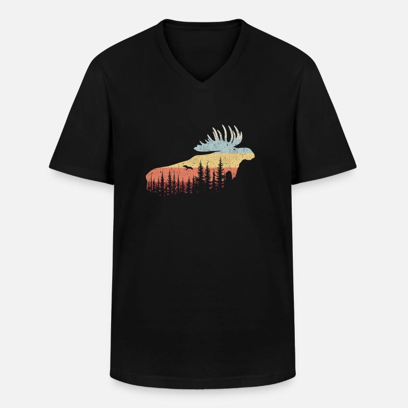 Elch - Männer-T-Shirt mit V-Ausschnitt - Schwarz
