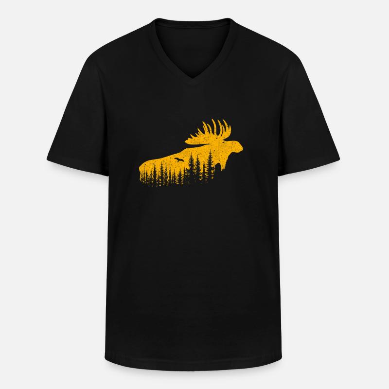 Elch - Männer-T-Shirt mit V-Ausschnitt - Schwarz