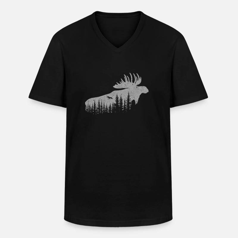 Elch - Männer-T-Shirt mit V-Ausschnitt - Schwarz