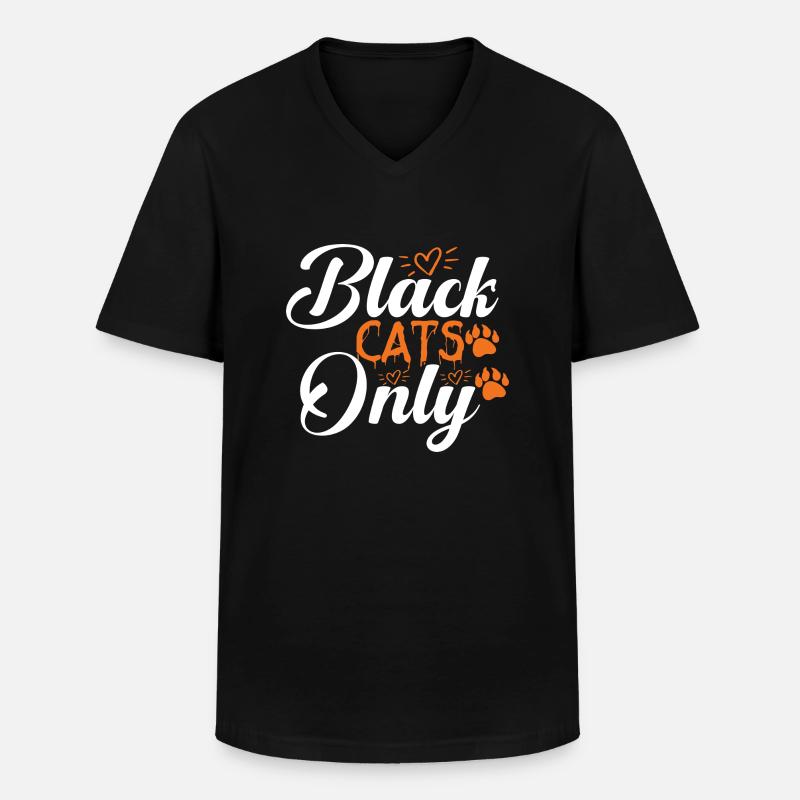 Black Cats Only - Männer-T-Shirt mit V-Ausschnitt - Schwarz
