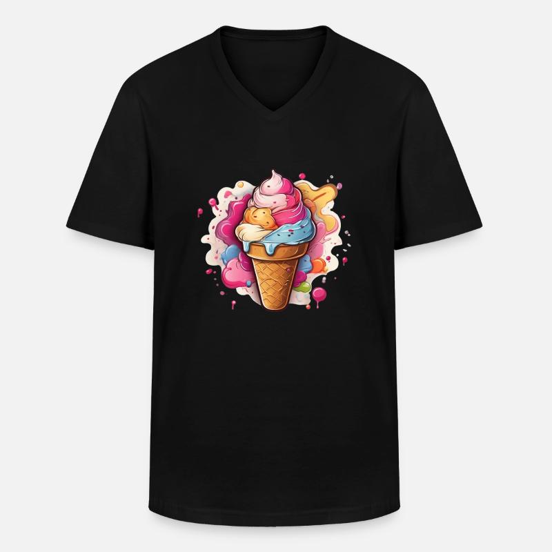 Leckeres buntes Softeis - Männer-T-Shirt mit V-Ausschnitt - Schwarz