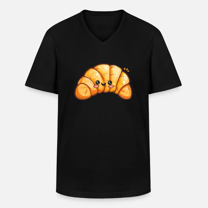 Süßes Croissant Comic - Männer-T-Shirt mit V-Ausschnitt - Schwarz