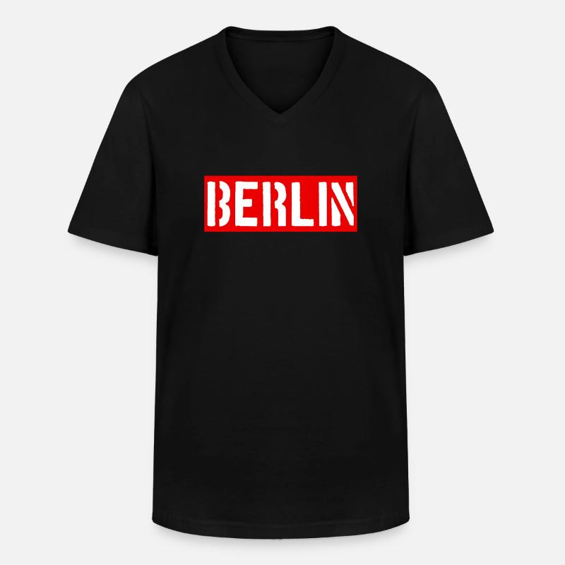 Berlin - Deutschland - Germany - Alexanderplatz - Männer-T-Shirt mit V-Ausschnitt - Schwarz