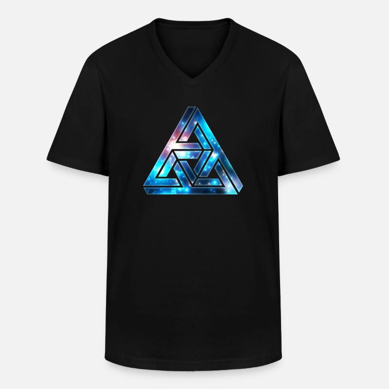 Impossible Triangle, Optical Illusion, Galaxy - Men's V-Neck T-Shirt - black