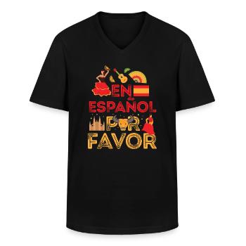 En Español Por Favor Spain Spanish Teacher Gift - T-shirt col V Homme - noir - Devant - AI Model Male 178 dark (178cm)