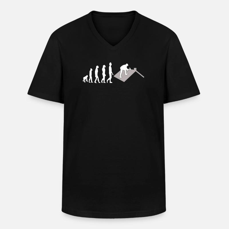 Dachdecker Evolution - Männer-T-Shirt mit V-Ausschnitt - Schwarz