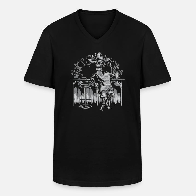 Drinking Skeleton - Halloween - Männer-T-Shirt mit V-Ausschnitt - Schwarz