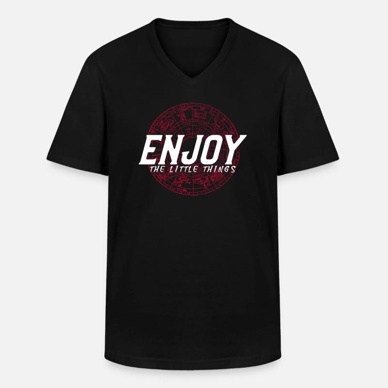 Enjoy the little Things - Männer-T-Shirt mit V-Ausschnitt - Schwarz
