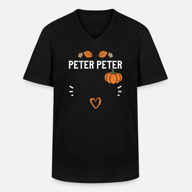Peter Peter - Pumpkin - Männer-T-Shirt mit V-Ausschnitt - Schwarz