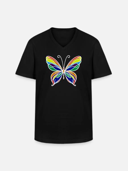 Schmetterling - Männer-T-Shirt mit V-Ausschnitt - Schwarz