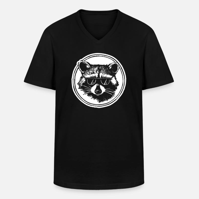 Waschbär - Männer-T-Shirt mit V-Ausschnitt - Schwarz